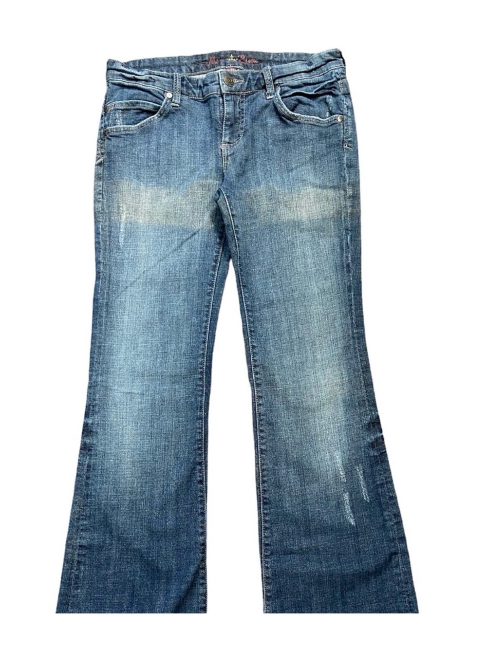 Miss Bisou Stretch Blue Flare Jeans Soft Wash Wide Leg 29